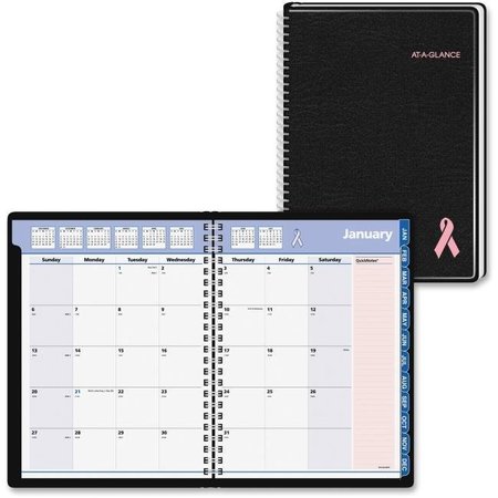 AT-A-GLANCE At A Glance AAG76PN0605 8 x 11 in. Quick Notes Breast Cancer Awareness Monthly Planner; Simulated Leather - Black AAG76PN0605